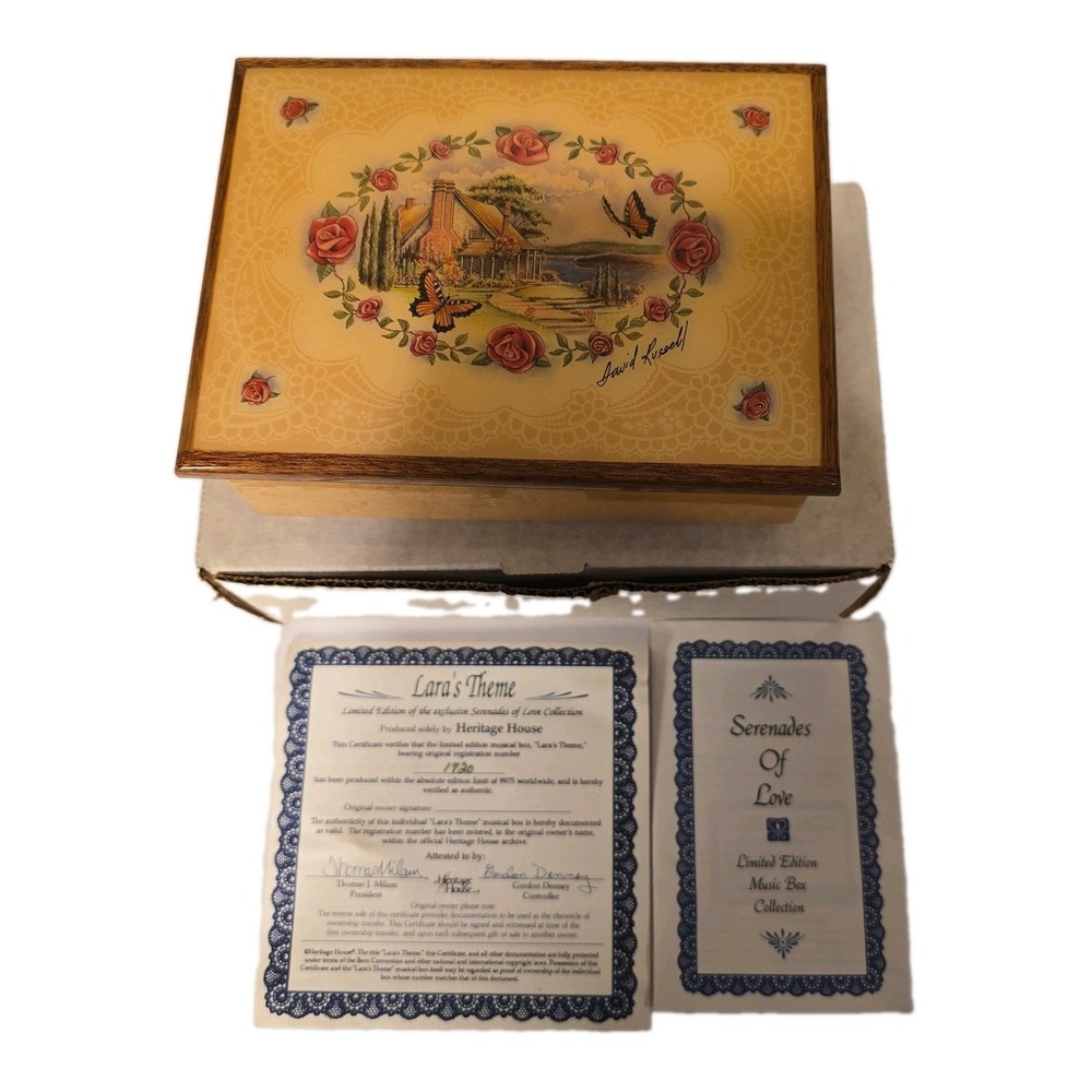Heritage House Serenades of Love Lara's Theme Music Box Limited Edition COA